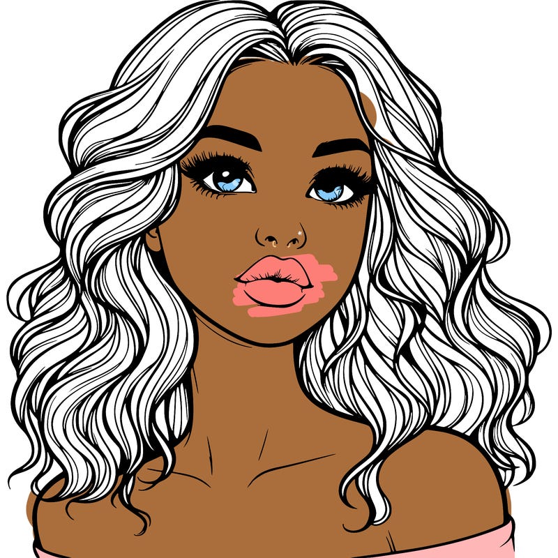 realistic girl with wavy hair and lips
