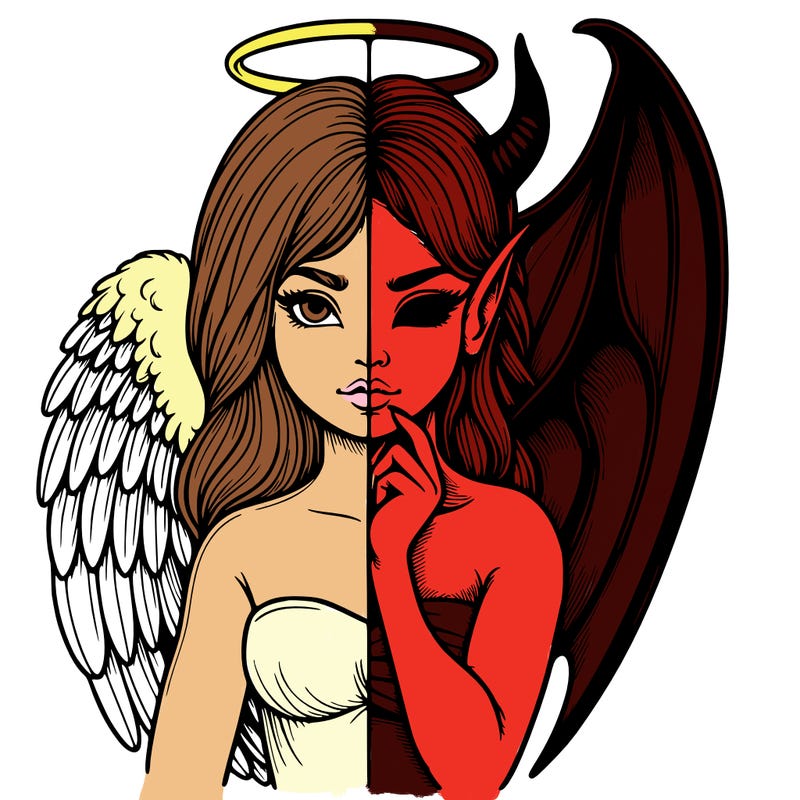 realistic angel half demon