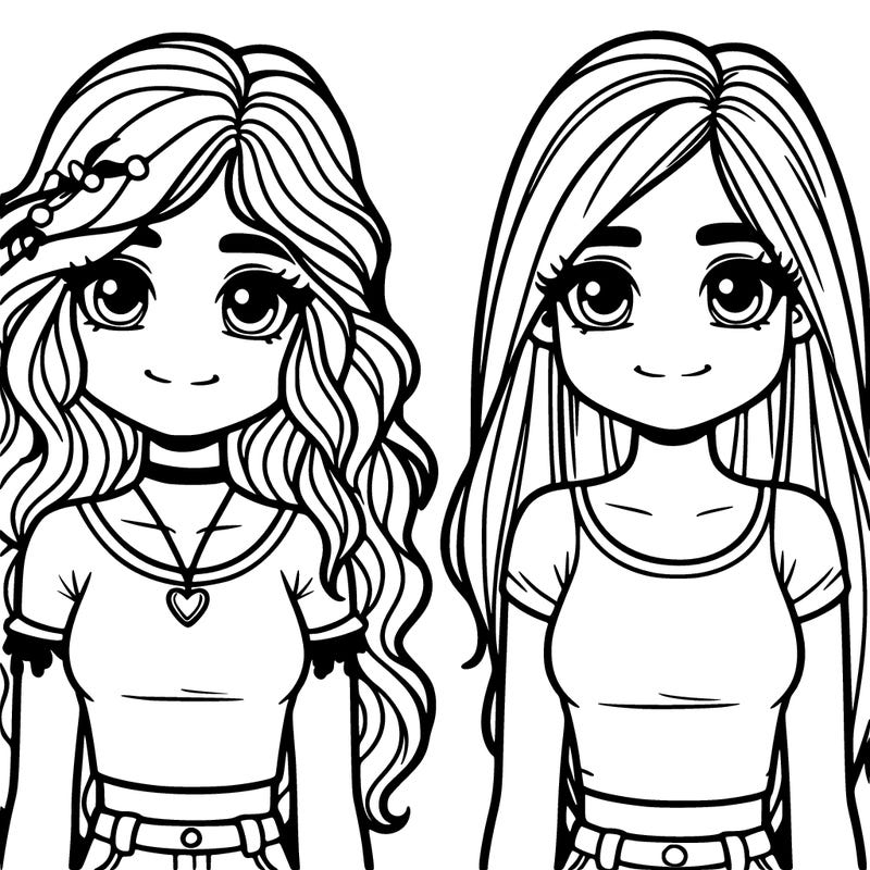 two girls best friends one with long hair and one with short hair