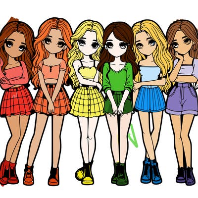 a group of girls realistic