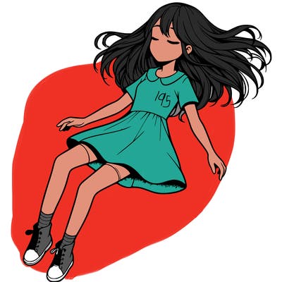 realistic girl floating