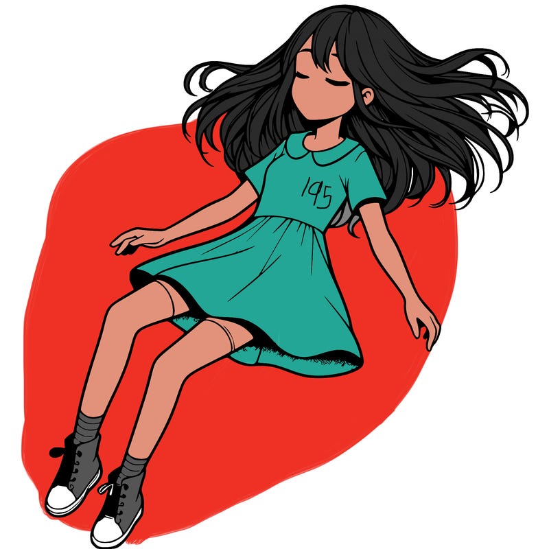 realistic girl floating