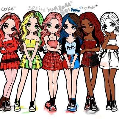 a group of girls realistic