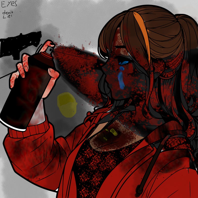 a realistic girl spray, painting