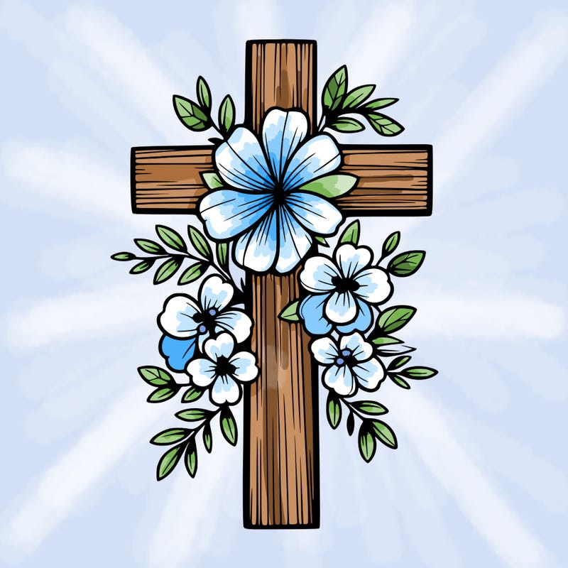 cross with flowers