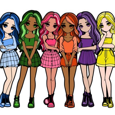 a group of girls realistic