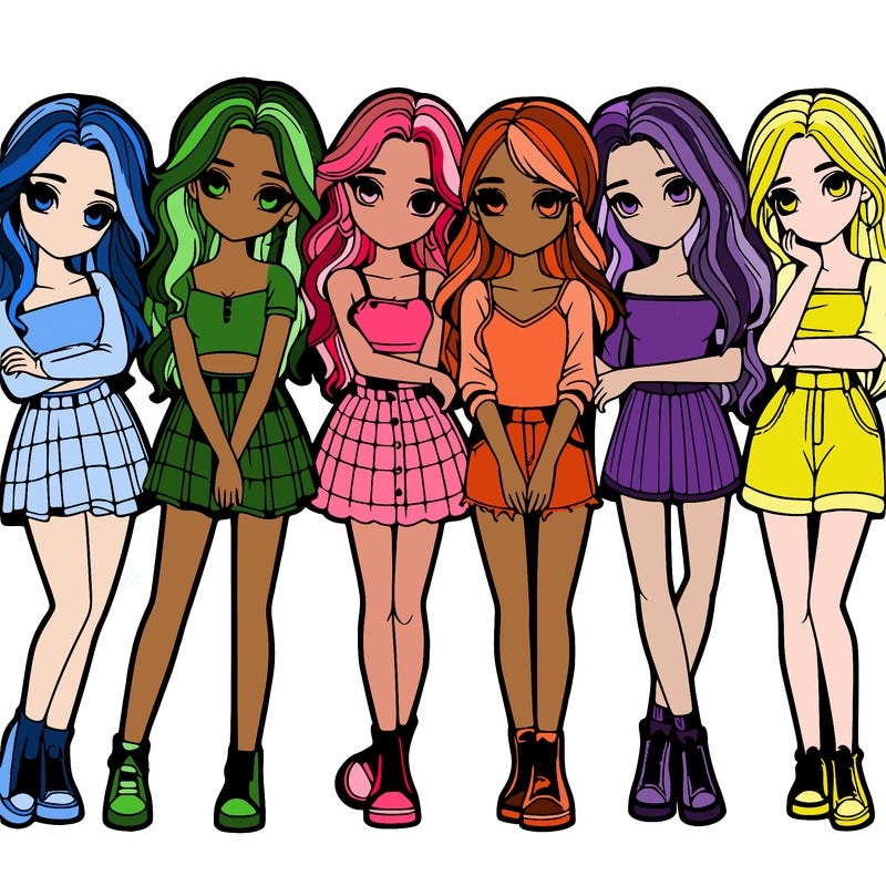 a group of girls realistic