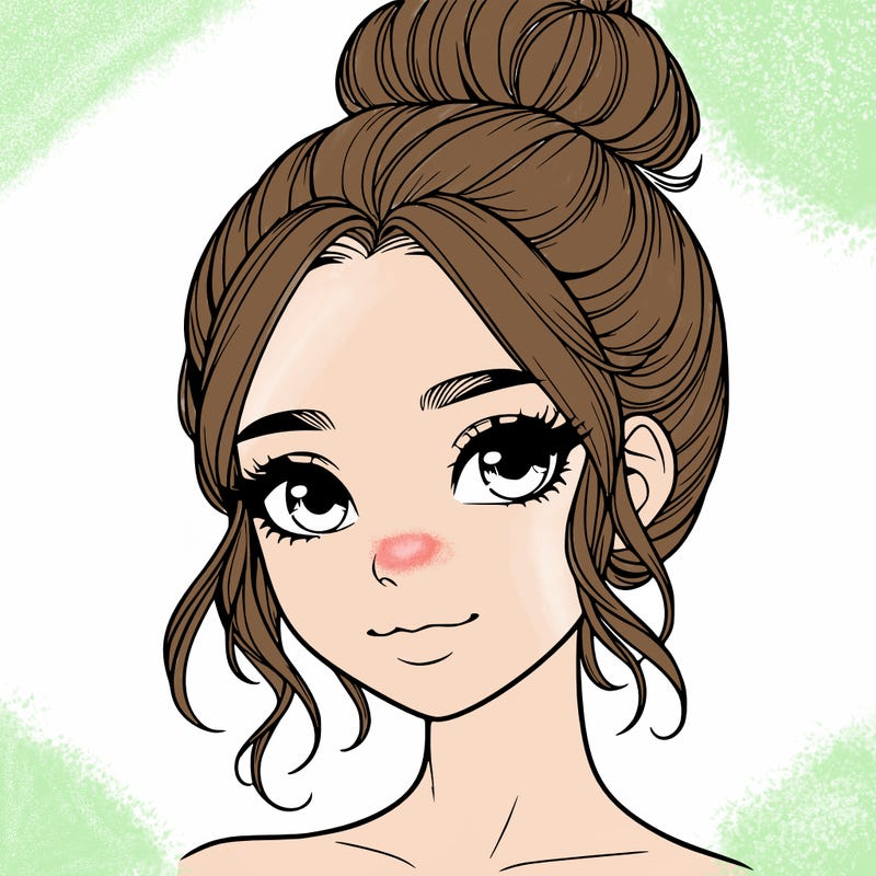 realistic pretty girl with hair in bun