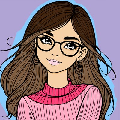 realistic girl with glasses