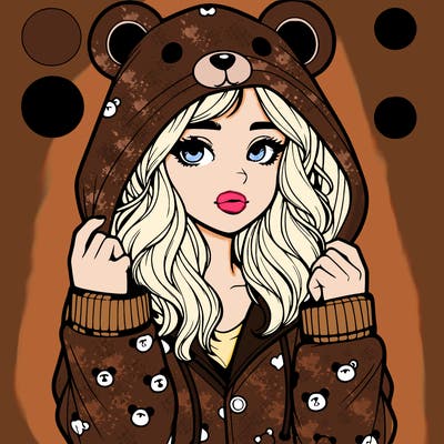 realistic girl in a animal pjs hoodie