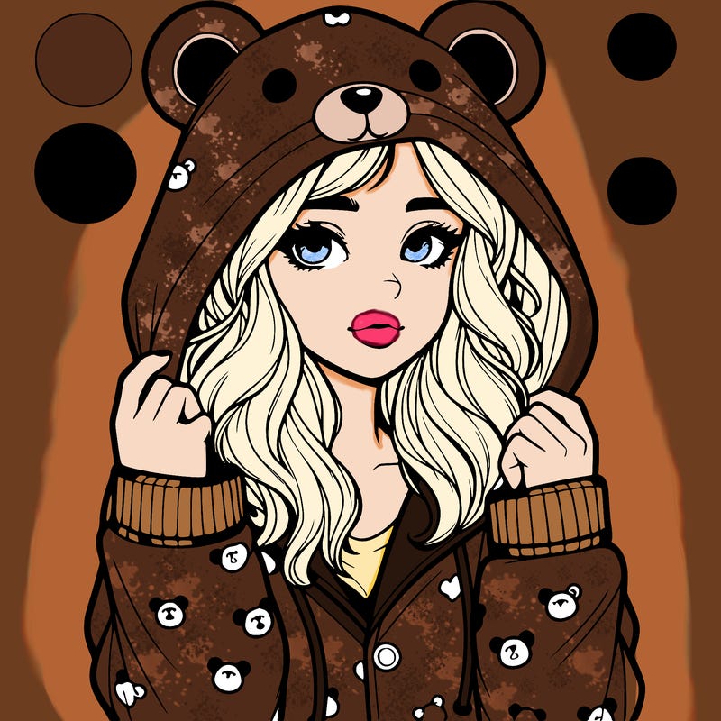 realistic girl in a animal pjs hoodie