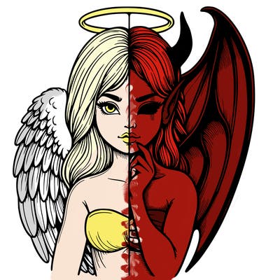 realistic angel half demon