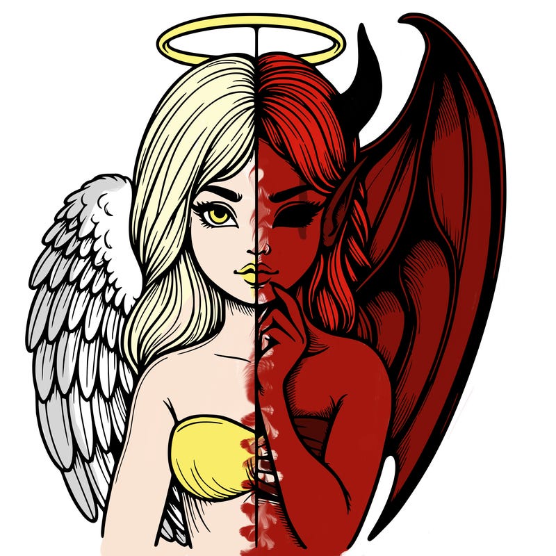 realistic angel half demon