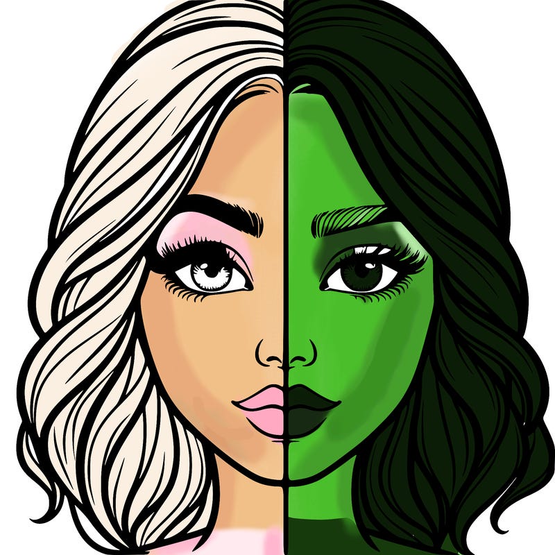 realistic girl split half