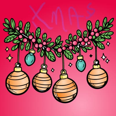 christmas garland with big bulbs