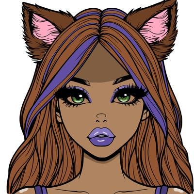 realistic girl with fox ears and realistic lips
