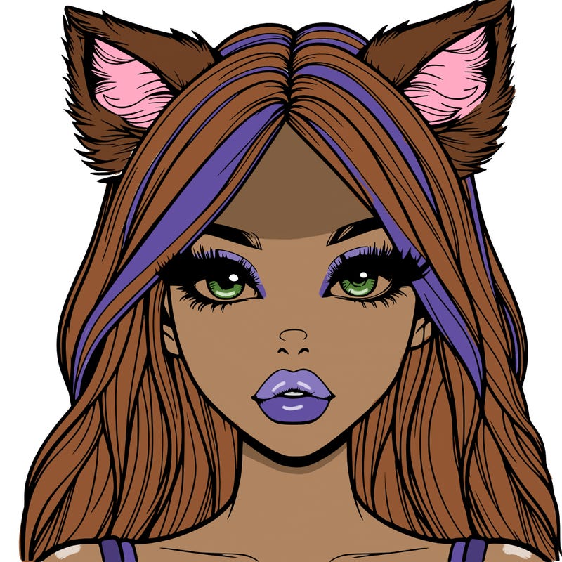 realistic girl with fox ears and realistic lips