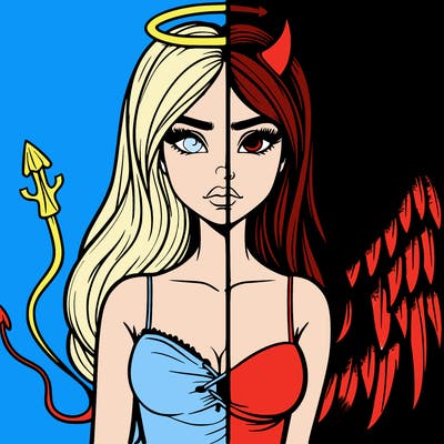 devil vs angel realistic girl