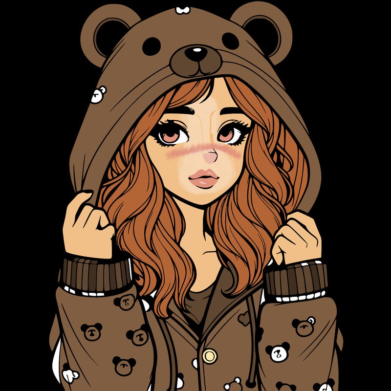 realistic girl in a animal pjs hoodie
