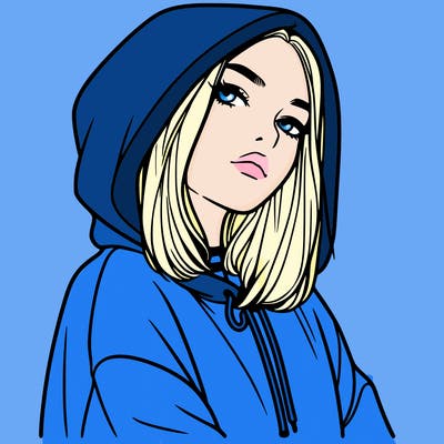 a realistic girl in a hoodie