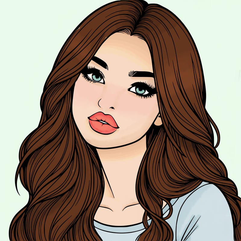 realistic girl with hair on her hair and lips