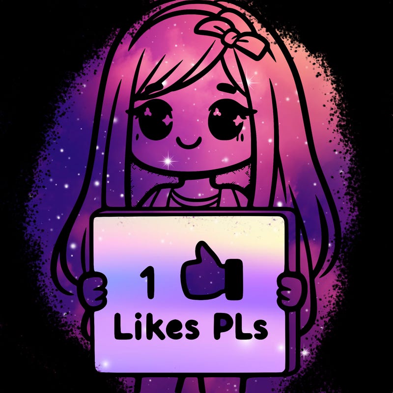 girl holding a sign saying 10 likes pls