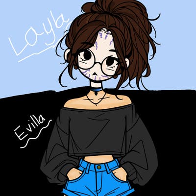 girl with a messy ponytail glasses a baggy crop top and jean shorts