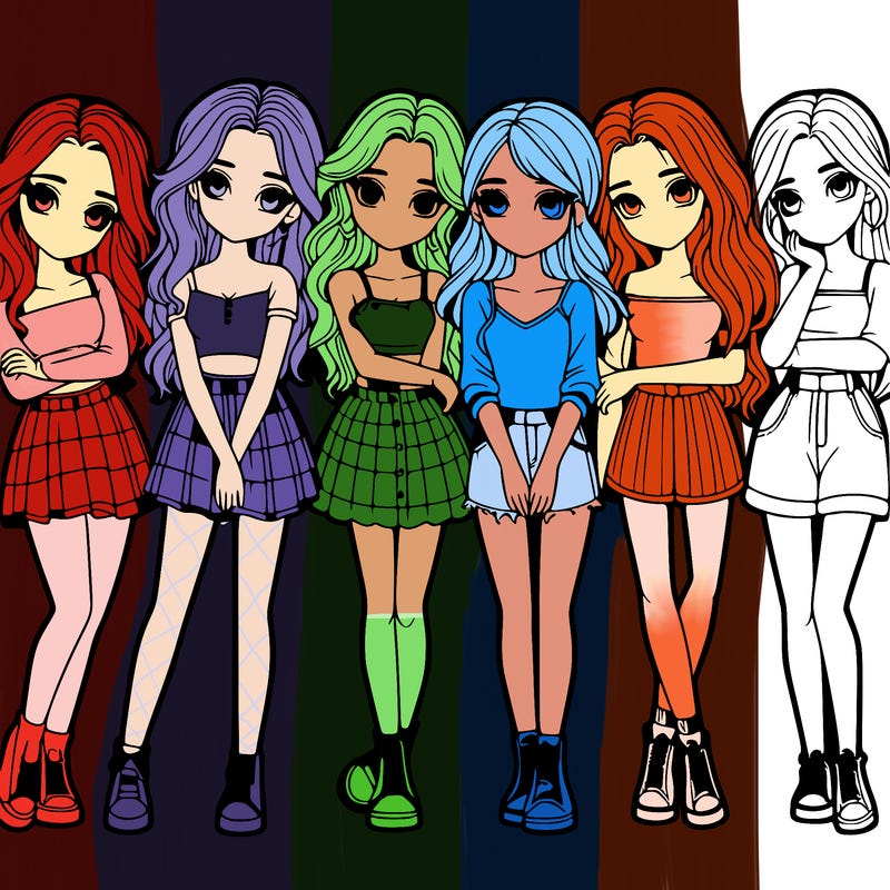 a group of girls realistic