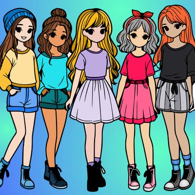 a group of five girls