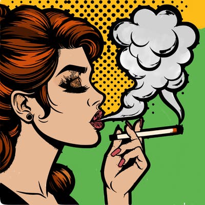 pop art girl smoking