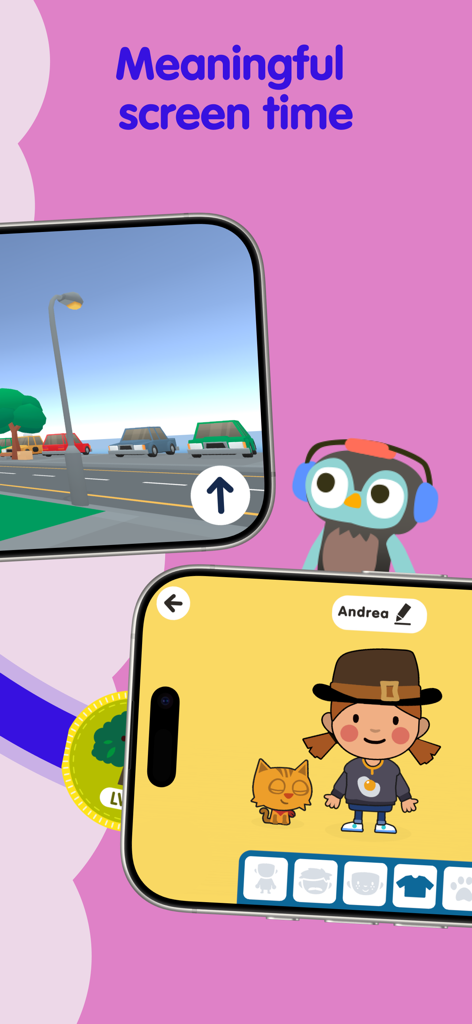 Fiete PlaySchool for kids 5+ - Fiete PlaySchool app interface showing character customization and interactive educational games for children.