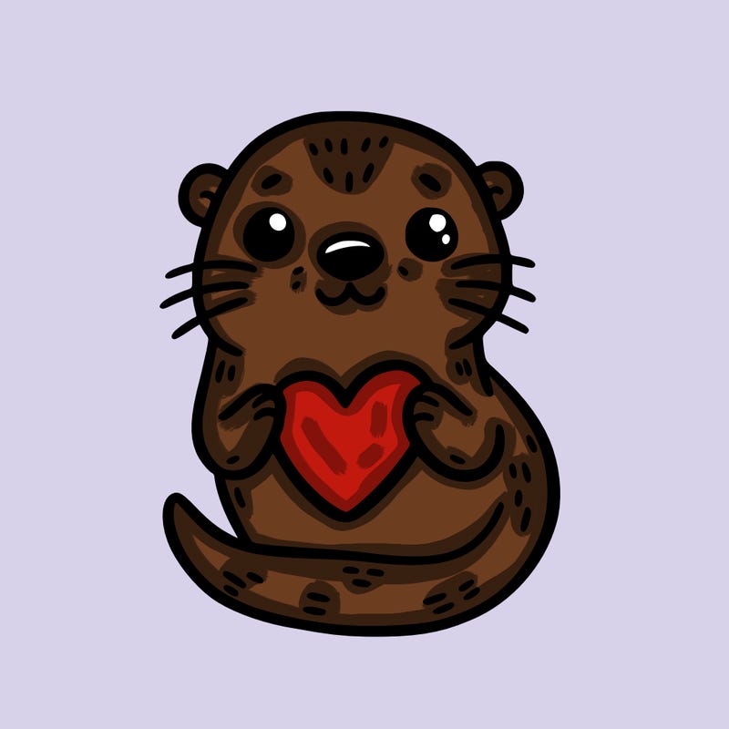 otter with a heart