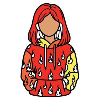 woman with fire hoodie