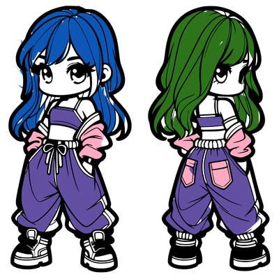 girl in crop top and baggy pants