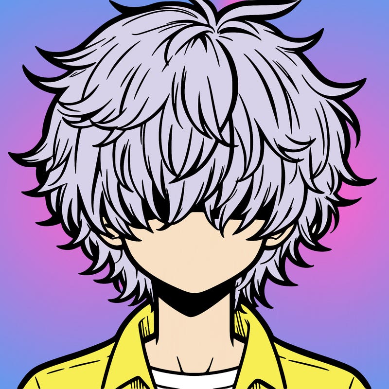 manga boy fluffy hair covering his eyes