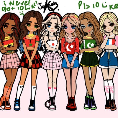 a group of girls realistic