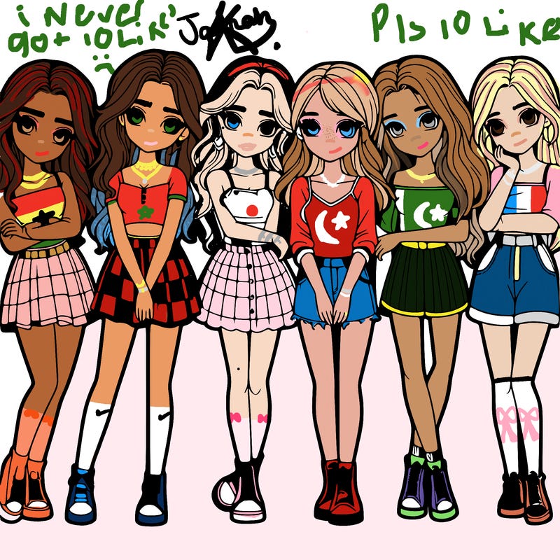 a group of girls realistic