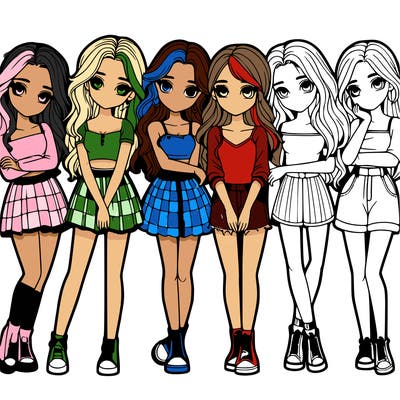 a group of girls realistic