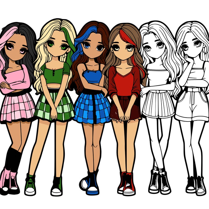 a group of girls realistic