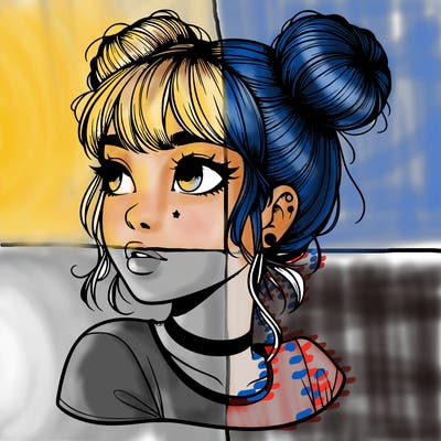 realistic girl with spacebuns