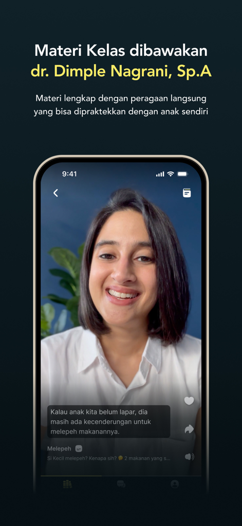 Video lesson by a pediatrician in the HappyKids Parenting app.