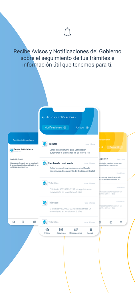 Ciudadano Digital Cordoba - Interfaz de la aplicación Ciudadano Digital Cordoba que muestra notificaciones gubernamentales y actualizaciones del estado de los procedimientos