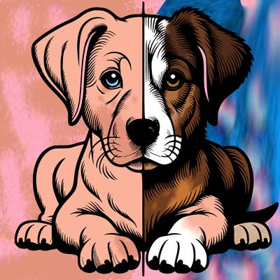 realistic dog split picture