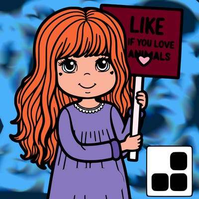 girl with sign that says “like if you love animals”