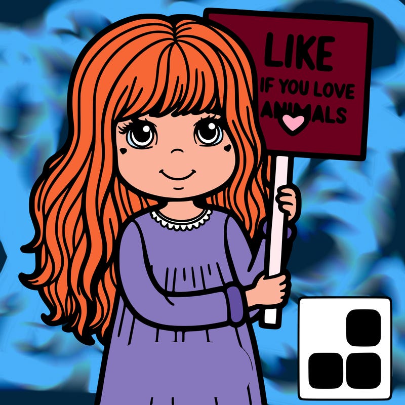 girl with sign that says “like if you love animals”