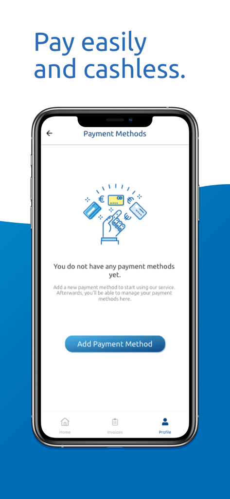 Smartphone screen showing the cashless payment interface of the WeWash app for communal laundry.