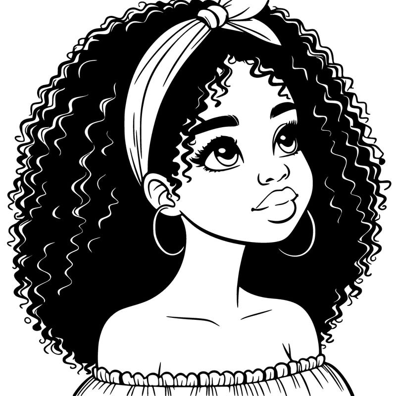 realistic black girl with curly hair