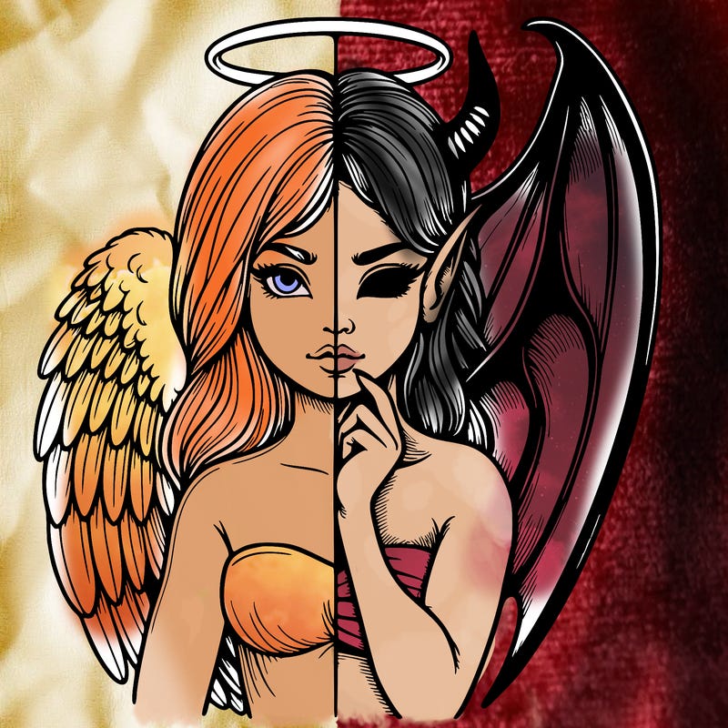 realistic angel half demon