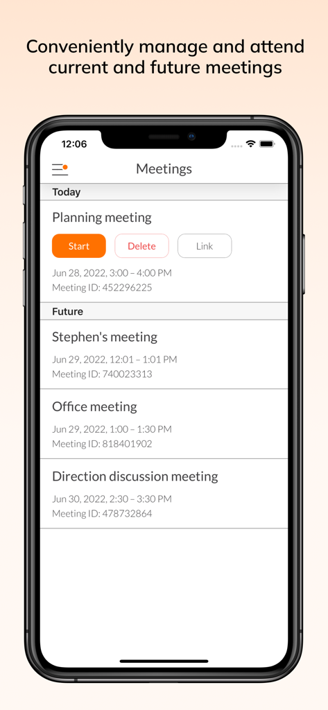 Talkroute app interface for managing and attending business meetings