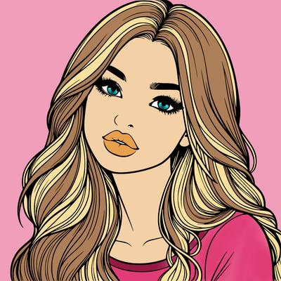 realistic girl with hair on her hair and lips